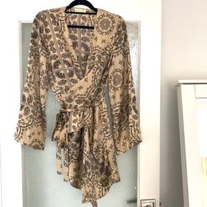 Satin paisley robe dress